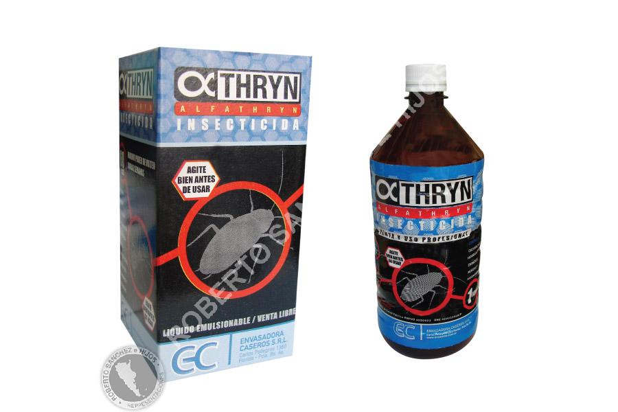 INSECTICIDA ALFATHRYN (PARA CUCARACHAS, HORMIGAS, MOSCAS Y MOSQUITOS) EN BOTELLA X 1 LT. (CAJA X  6 UND)