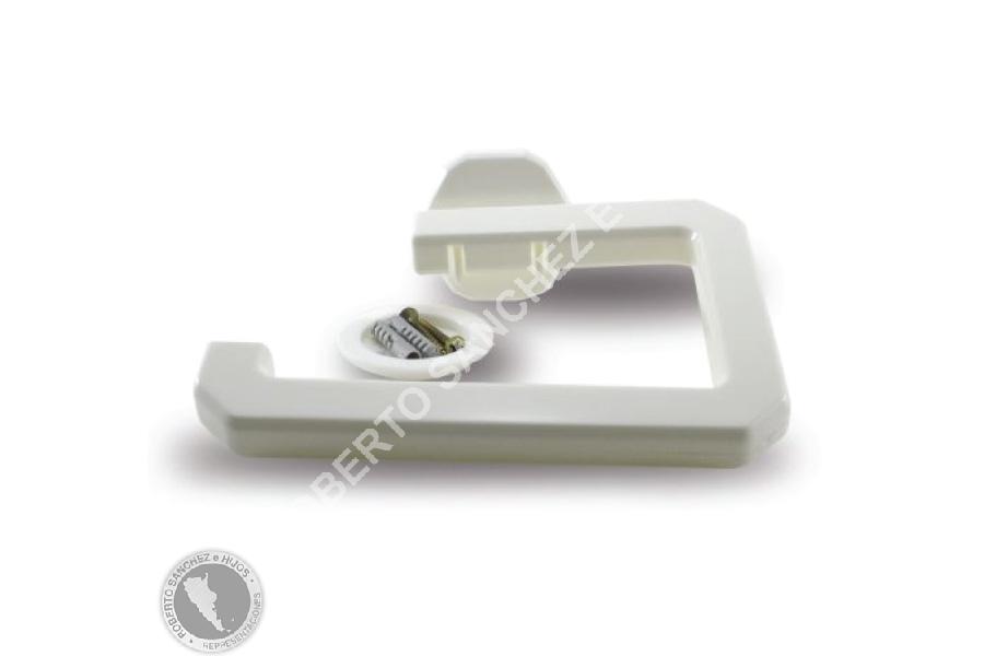 PORTA ROLLO PLASTICO COLOR BLANCO (INCLUYE TORNILLOS DE FIJACION) (CAJA X 50 UNIDADES)