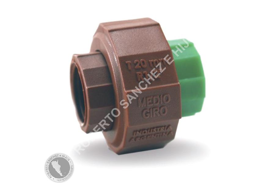 UNION DOBLE ROSCA/FUSION 20 MM. (VERDE/MARRON) (CAJA X 100 UNIDADES) 