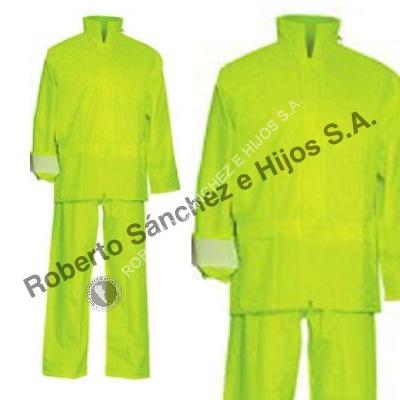 TRAJE DE LLUVIA "GOLD" PANTALON/CINTURA PVC/POL/PVC COLOR AMARILLO FLUORESCENTE TALLE "XXXL" (CAJA X 20 UNIDADES)