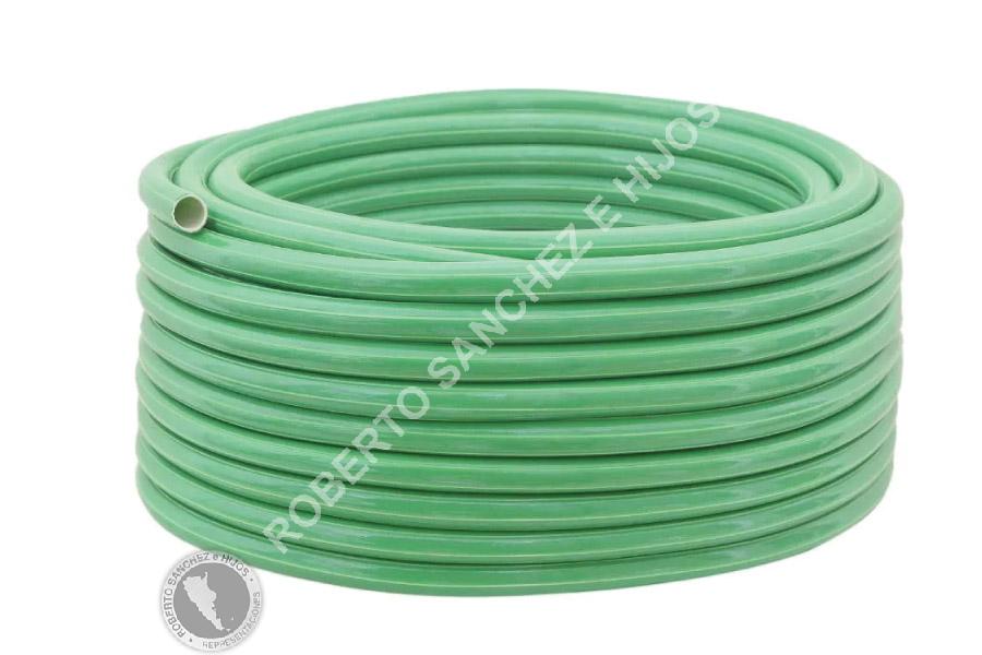 MANGUERA RIEGO CRISTAL REFORZADA COLOR VERDE - (MARCA SOLYON) - 1/2" X 25 MTS (PRECIO X METRO)