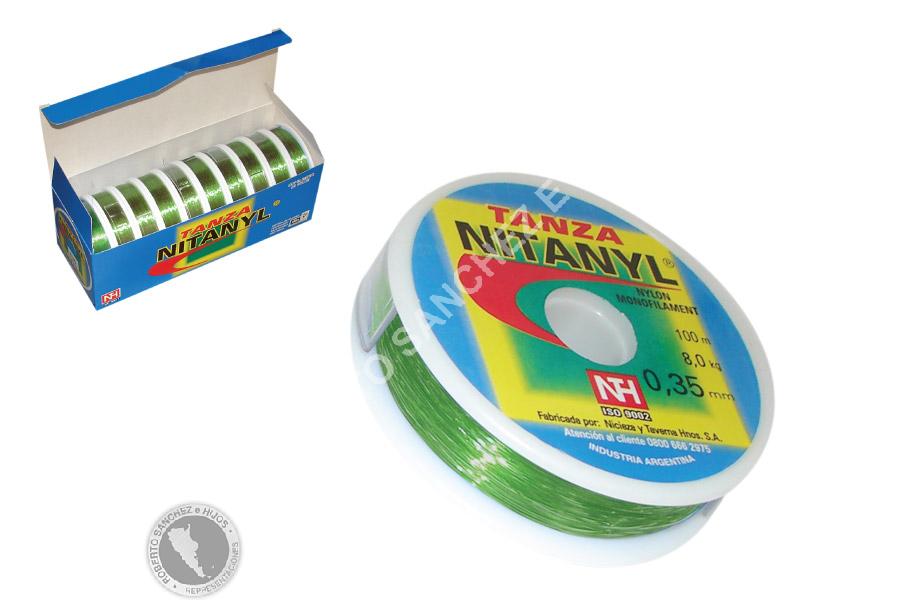 TANZA P/PESCA "NITANYL" 0,20 MM. X 100 M COLOR VERDE (CAJA X 10) (200 UNIDADES) 