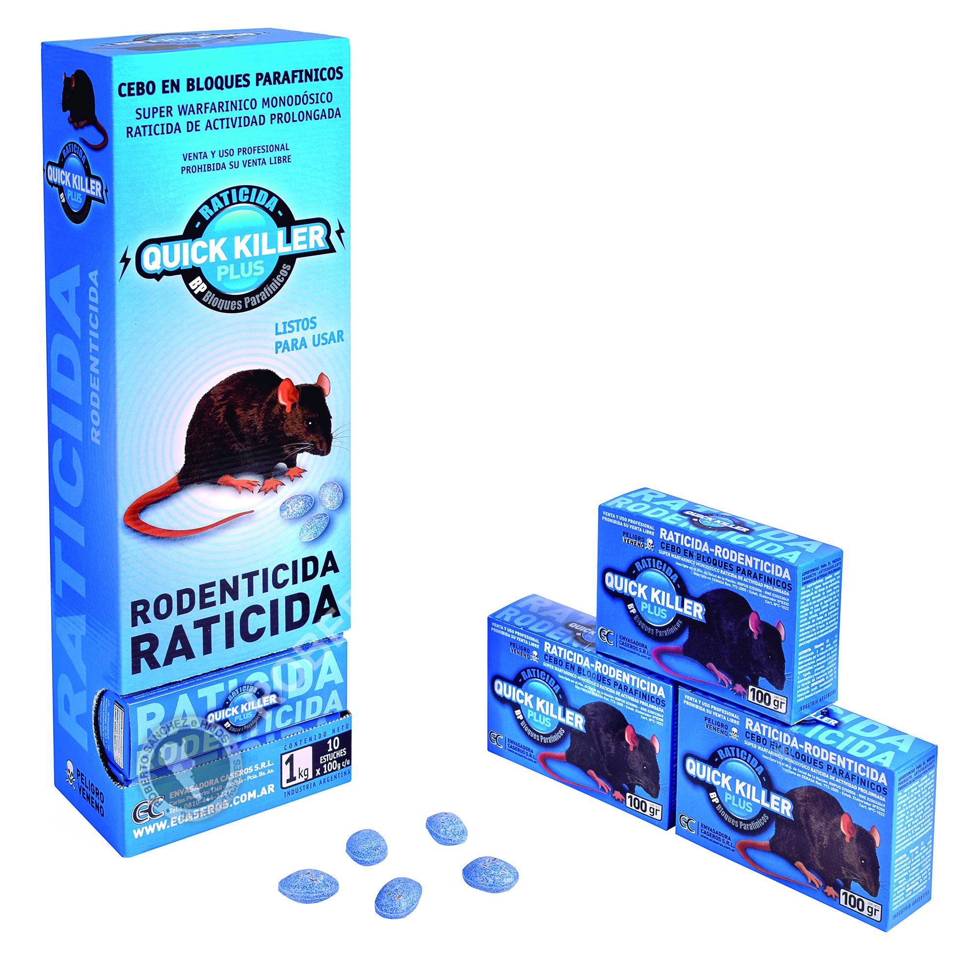 RATICIDA EN BLOQUE QUICK KILLER PLUS BP ESTUCHE X 100 GRS. (CAJA EXHIBIDORA X 10 ESTUCHES)(PACK X 4 CAJAS)($ X ESTUCHE)