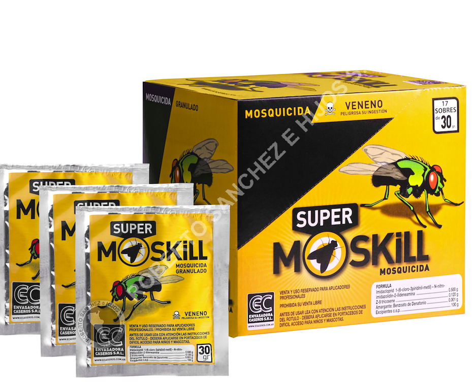 SUPER MOSKILL -MOSQUICIDA GRANULADO SOBRES X 30 GRS-CAJA EXHIBIDORA X 17 U. (BULTO X 10 UNIDADES)