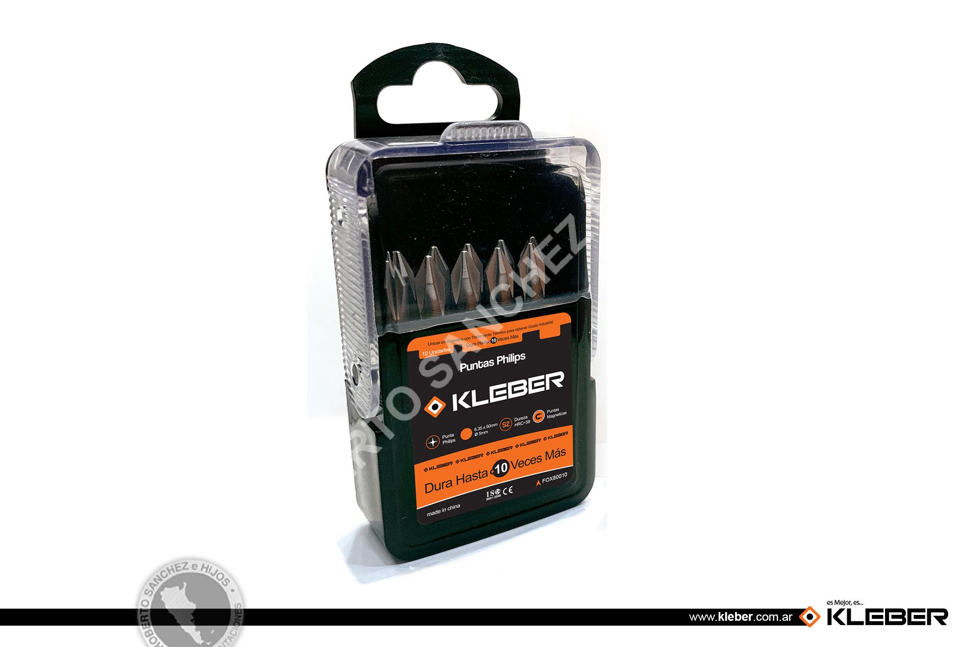 PUNTAS DE ATORNILLADOR IMANTADAS KLEBER PH1 X 50 MM. - ACERO TEMPLADO S2 PRECIO X 1O UND. BULTO X 80 CAJITAS