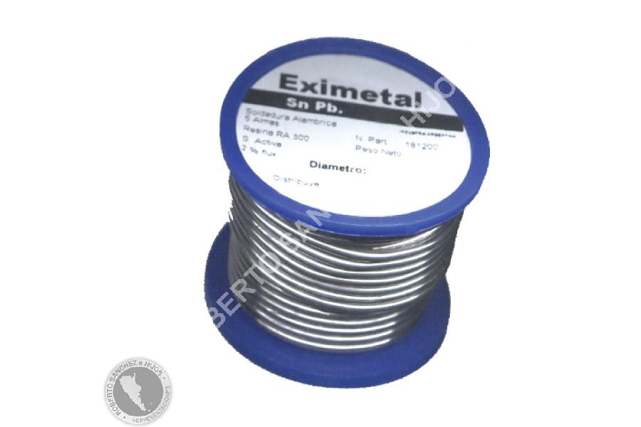 ESTAÑO EN BOBINA DE 1 KG. "EXIMETAL" (ALAMBRE DE 1,60 MM. DE DIAMETRO AL 33%) (BULTO X  5 BOBINAS)