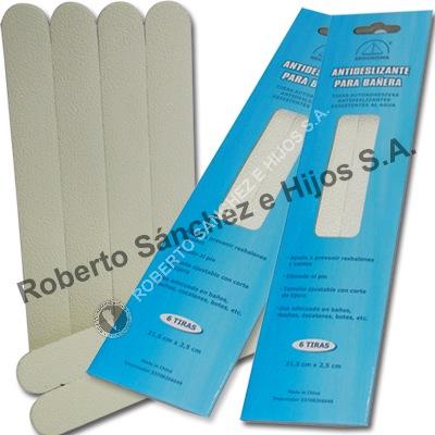 ANTIDESLIZANTE PARA BAÑERA COLOR BLANCA (BLISTER X 6 TIRAS DE 21,5 CM X 2,5 CM) (CAJA X 12 BLISTER) (PRECIO X BLISTER)