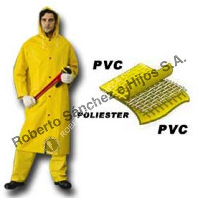 CAPA DE LLUVIA PVC/POL/PVC CON CAPUCHA COLOR AMARILLO TALLE "XL" (CAJA X 10 UNIDADES)