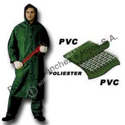 CAPA DE LLUVIA PVC/POL/PVC CON CAPUCHA COLOR VERDE TALLE "M" (CAJA X 10 UND) 