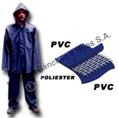 TRAJE DE LLUVIA PANTALON/CINTURA PVC/POL/PVC COLOR AZUL TALLE "M" (CAJA X 10 UNIDADES)