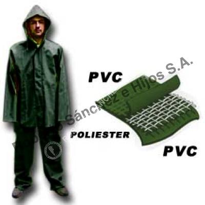 TRAJE DE LLUVIA PANTALON/CINTURA PVC/POL/PVC COLOR VERDE TALLE "M" (CAJA X 10 UNIDADES)