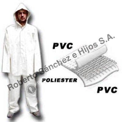 TRAJE DE LLUVIA PANTALON/CINTURA PVC/POL/PVC COLOR BLANCO TALLE "M" (CAJA X 10 UNIDADES)