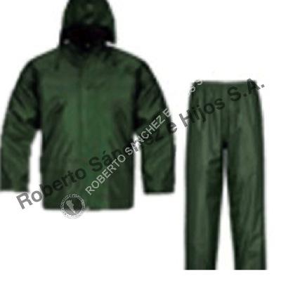 TRAJE DE LLUVIA "GOLD" PANTALON/CINTURA PVC/POL/PVC COLOR VERDE OLIVA TALLE "L" (CAJA X 20 UNIDADES)