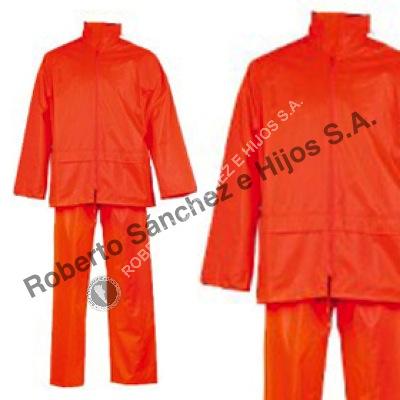 TRAJE DE LLUVIA "GOLD" PANTALON/CINTURA PVC/POL/PVC COLOR NARANJA FLUORESCENTE TALLE "M" (CAJA X 20 UNIDADES)