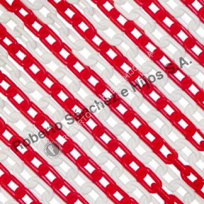 CADENA PLASTICA 05 x 20 x 49 COLOR ROJA & BLANCA (BOLSA X 100 MTS) (CAJA X 200 MTS) (PRECIO X METRO)