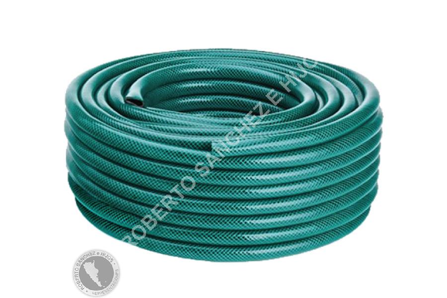 MANGUERA RIEGO PRESION 1/2" (X 15 MTS) - (MARCA JARDIN) - REFUERZO TEXTIL, COLOR VERDE (PRECIO X METRO)