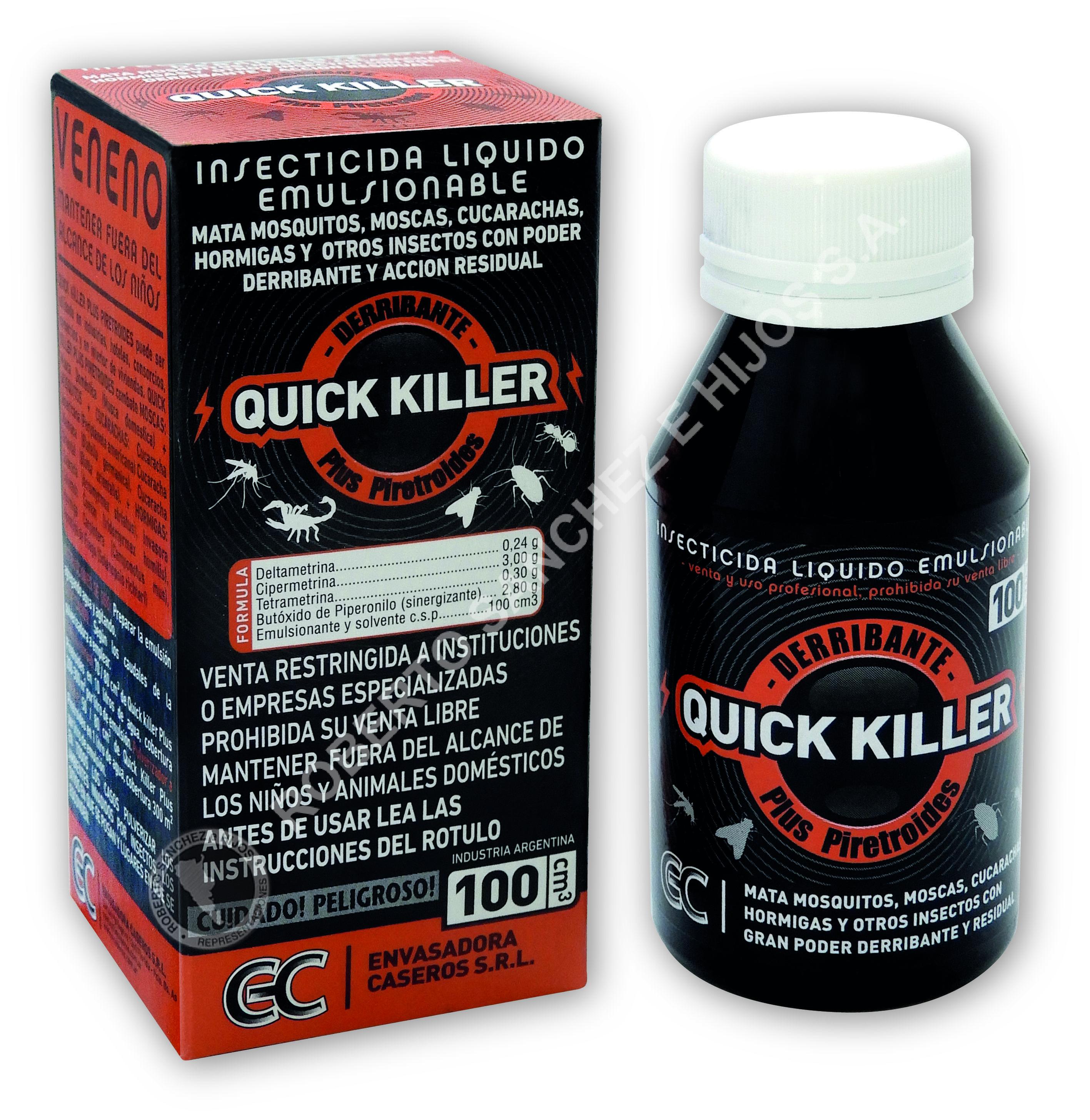 DERRIBANTE QUICK KILLER PLUS PIRETROIDES EN BOTELLA X 100 CM3. (CAJA X 24 UNID) 