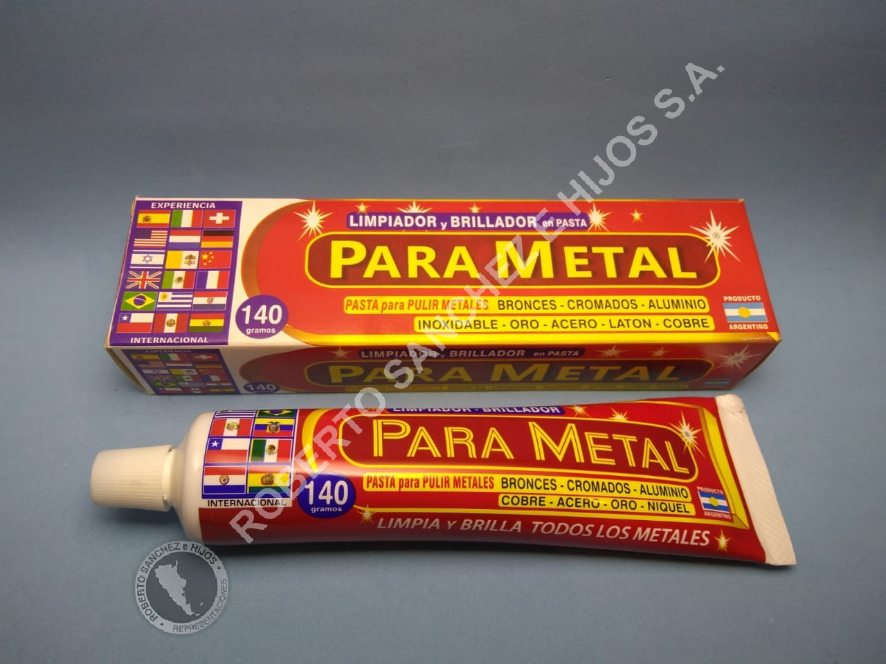 LIMPIADOR Y BRILLADOR DE METALES EN PASTA "PARA METAL" (PARA TODO TIPO DE METALES) - POMO X 140 GR. (CAJA X 12 UN)